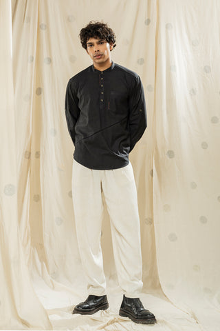 Hand Woven - Hand Spun Organic Men Kurta With Mandarin Collar