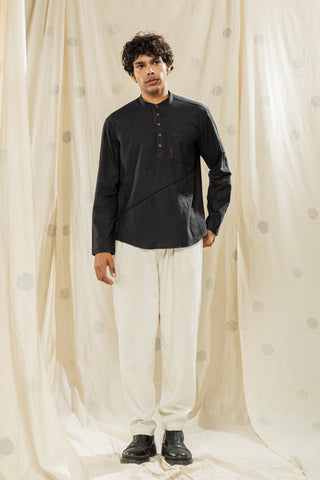 Hand Woven - Hand Spun Organic Men Kurta With Mandarin Collar