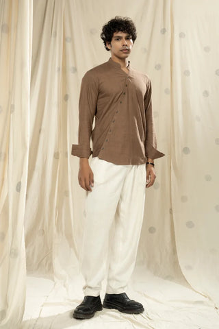 Handwoven Heritage- Timeless Essential Men's Kurta with Mandarin Collar