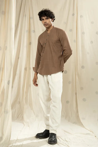 Handwoven Heritage- Timeless Essential Men's Kurta with Mandarin Collar