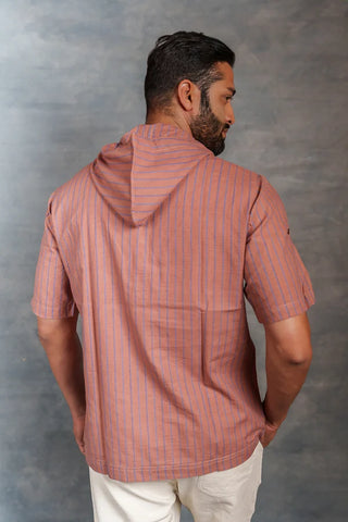 Handcrafted Khadi Hoodie with Straight-Line Detailing