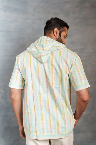 The Artisan's Grid: Handwoven Khadi Hoodie with Kangaroo Pockets