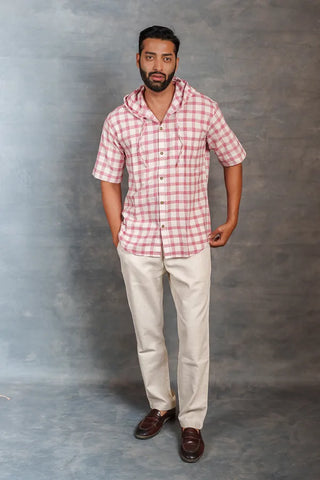 Handwoven Khadi Checkered  Hoodie – Artisan Handwork