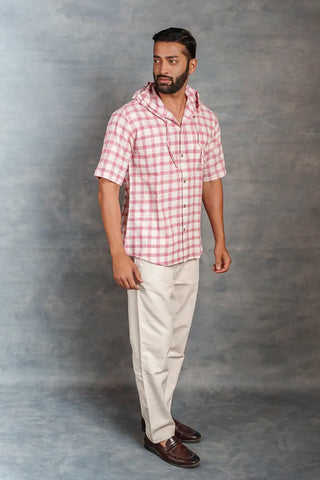 Handwoven Khadi Checkered  Hoodie – Artisan Handwork