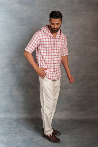 Handwoven Khadi Checkered  Hoodie – Artisan Handwork