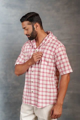 Handwoven Khadi Checkered  Hoodie – Artisan Handwork