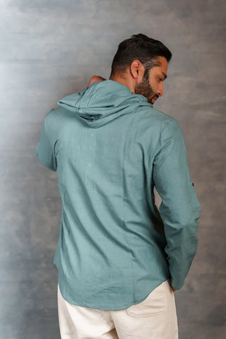 Handwoven Khadi Hoodie Top Full Sleeve Artisan-Made Design