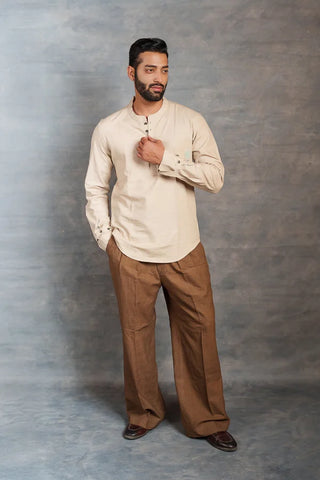 Handwoven Khadi Full-Sleeve Shirt with Applique Detailing