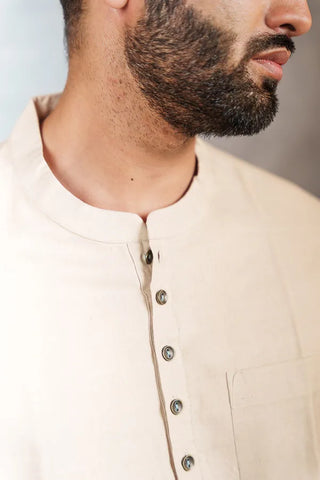 Handwoven Khadi Full-Sleeve Shirt with Applique Detailing