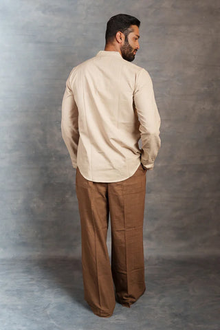 Handwoven Khadi Full-Sleeve Shirt with Applique Detailing