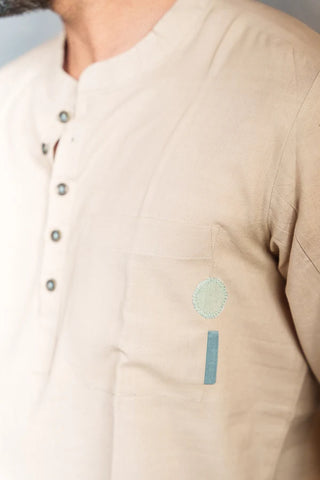 Handwoven Khadi Full-Sleeve Shirt with Applique Detailing