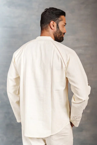 Artisan-Crafted Khadi Shirt with Hand Applique – Full Sleeves