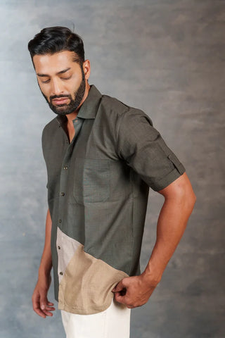 Handwoven Khadi Shirt with Hand Applique – Artisan Made