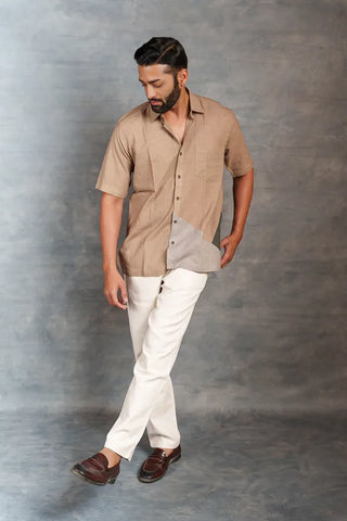 Handwoven Khadi Shirt with Applique Detailing