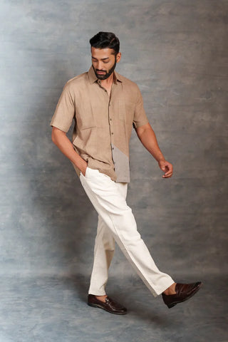 Handwoven Khadi Shirt with Applique Detailing