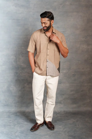 Handwoven Khadi Shirt with Applique Detailing