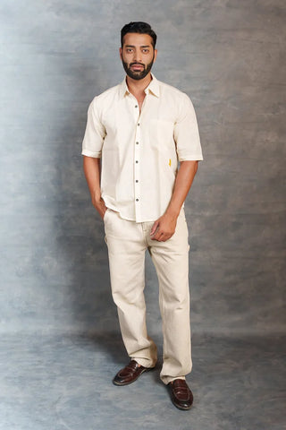 Handwoven Khadi Short Sleeve Shirt – Classic Ivory