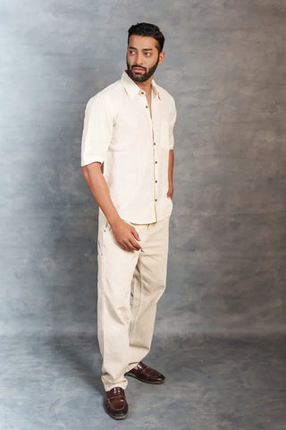 Handwoven Khadi Short Sleeve Shirt – Classic Ivory