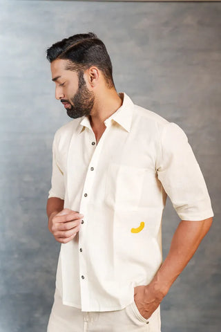 Handwoven Khadi Short Sleeve Shirt – Classic Ivory