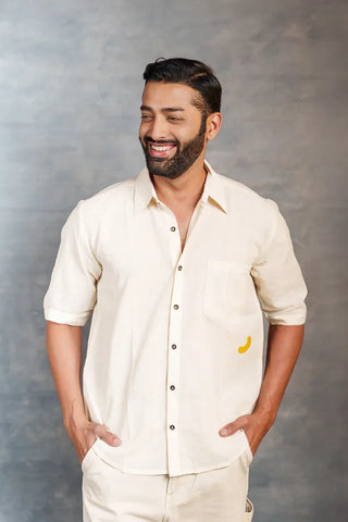 Handwoven Khadi Short Sleeve Shirt – Classic Ivory