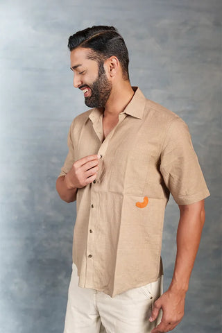 Men’s Short Sleeve Khadi Shirt – Handmade Detailing & applique