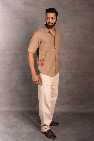 Men’s short sleeve khadi shirt – handmade detailing - sleeves party