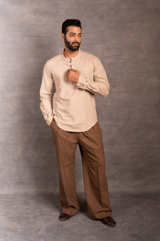 Handwoven khadi full-sleeve shirt with applique detailing - sleeves party