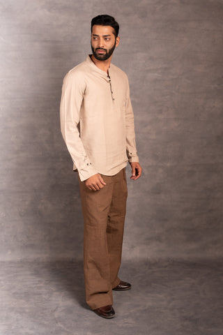 Handwoven khadi full-sleeve shirt with applique detailing - sleeves party