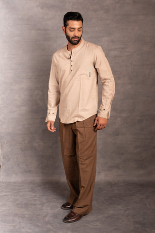 Handwoven khadi full-sleeve shirt with applique detailing - sleeves party