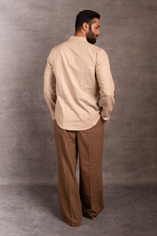 Handwoven khadi full-sleeve shirt with applique detailing - sleeves party