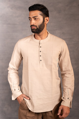 Handwoven khadi full-sleeve shirt with applique detailing - sleeves party