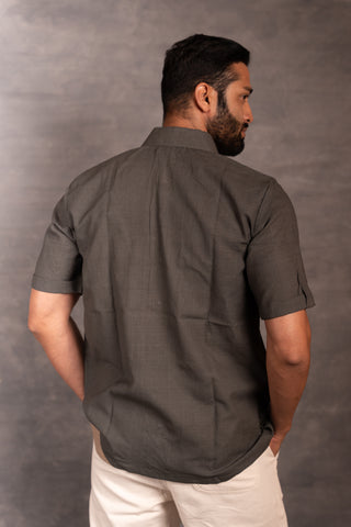 Handwoven khadi shirt with hand applique – artisan made - sleeves party