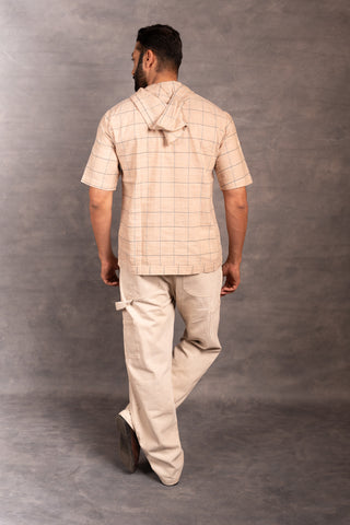Slow fashion khadi kurta – applique & hand work finish - hoodie
