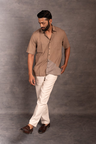 Handwoven khadi shirt with applique detailing - sleeves party