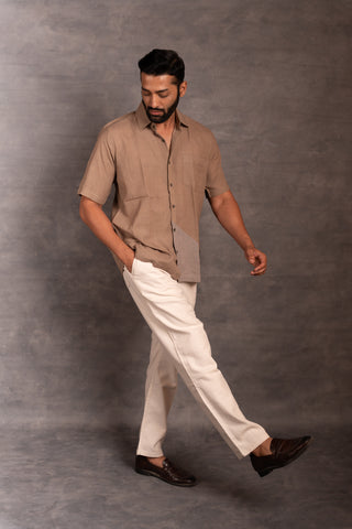 Handwoven khadi shirt with applique detailing - sleeves party