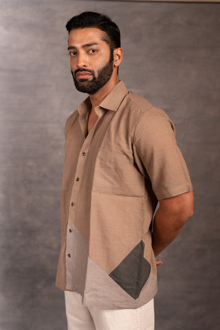 Handwoven khadi shirt with applique detailing - sleeves party
