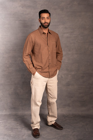 Handwoven khadi shirt with artisan applique – full sleeve classic fit - sleeves party