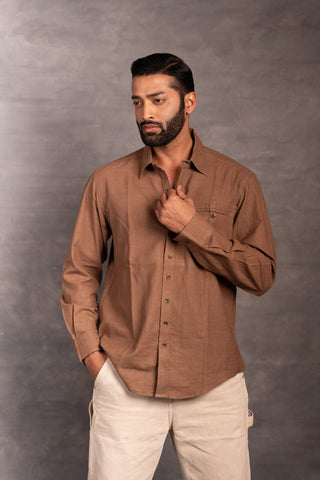Handwoven khadi shirt with artisan applique – full sleeve classic fit - sleeves party