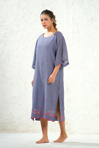 Jamdani - Blue Kimono Dress