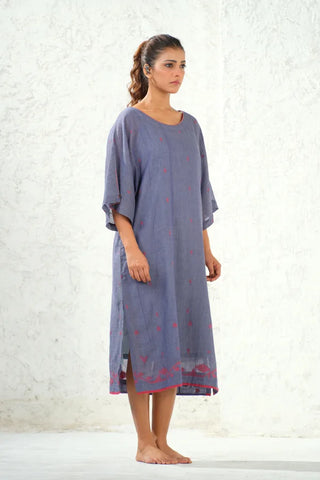 Jamdani - Blue Kimono Dress