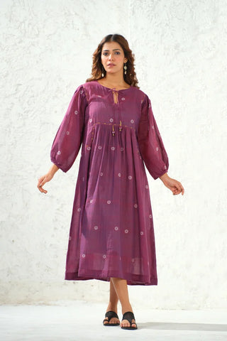 Jamdani - Purple Flared Long Dress