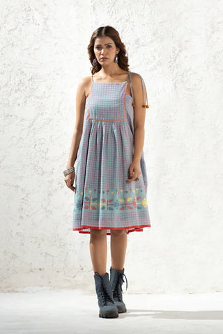 Jamdani - Check Weaved Spaghetti Dress