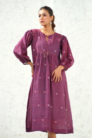 Jamdani - Purple Flared Long Dress