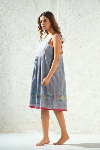 Jamdani - Check Weaved Spaghetti Dress