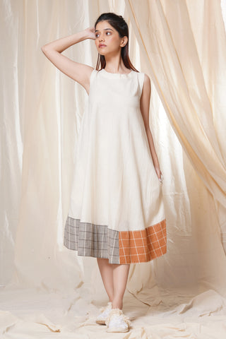 Timeless Checks - Ethical Off-White Khadi Dress