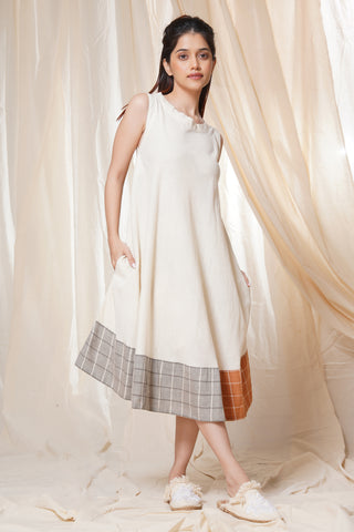 Hand Woven -Off White Khadi Dress