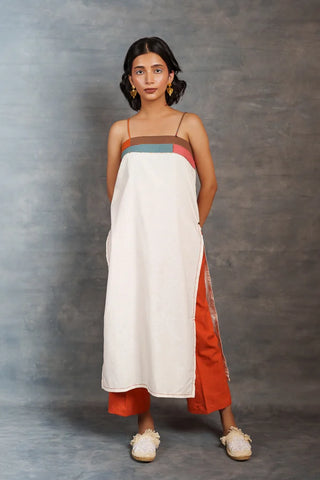 White spaghetti - Handwoven long slit dress