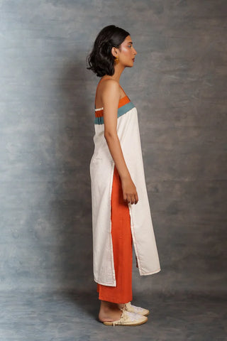 White spaghetti - Handwoven long slit dress