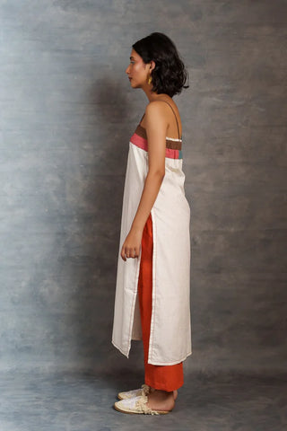 White spaghetti - Handwoven long slit dress