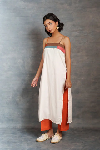 White spaghetti - Handwoven long slit dress